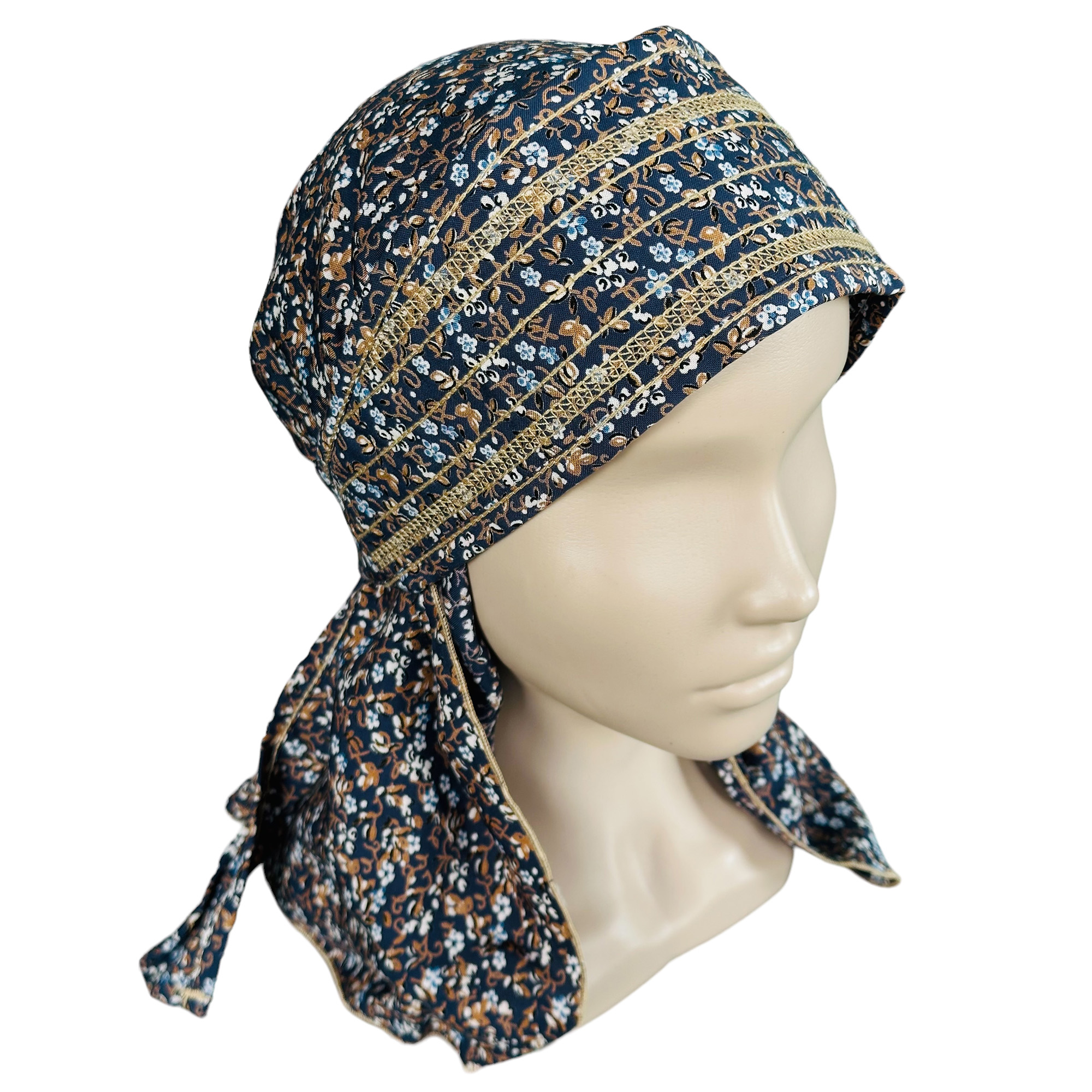 ГУ0031 Повойник (сорока) в русском стиле (тёмно-синий)