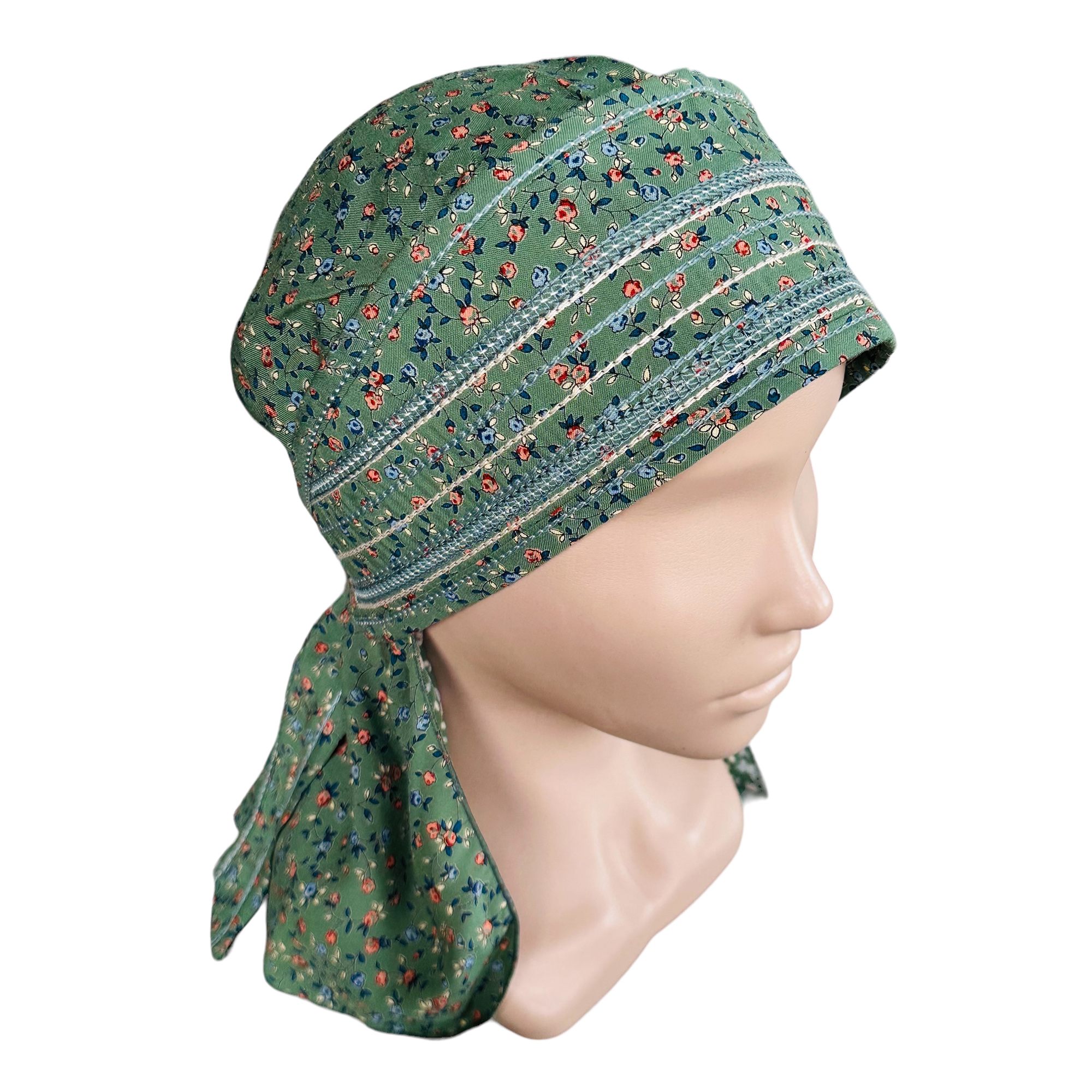 ГУ0022 Повойник (сорока) в русском стиле (зелёный)