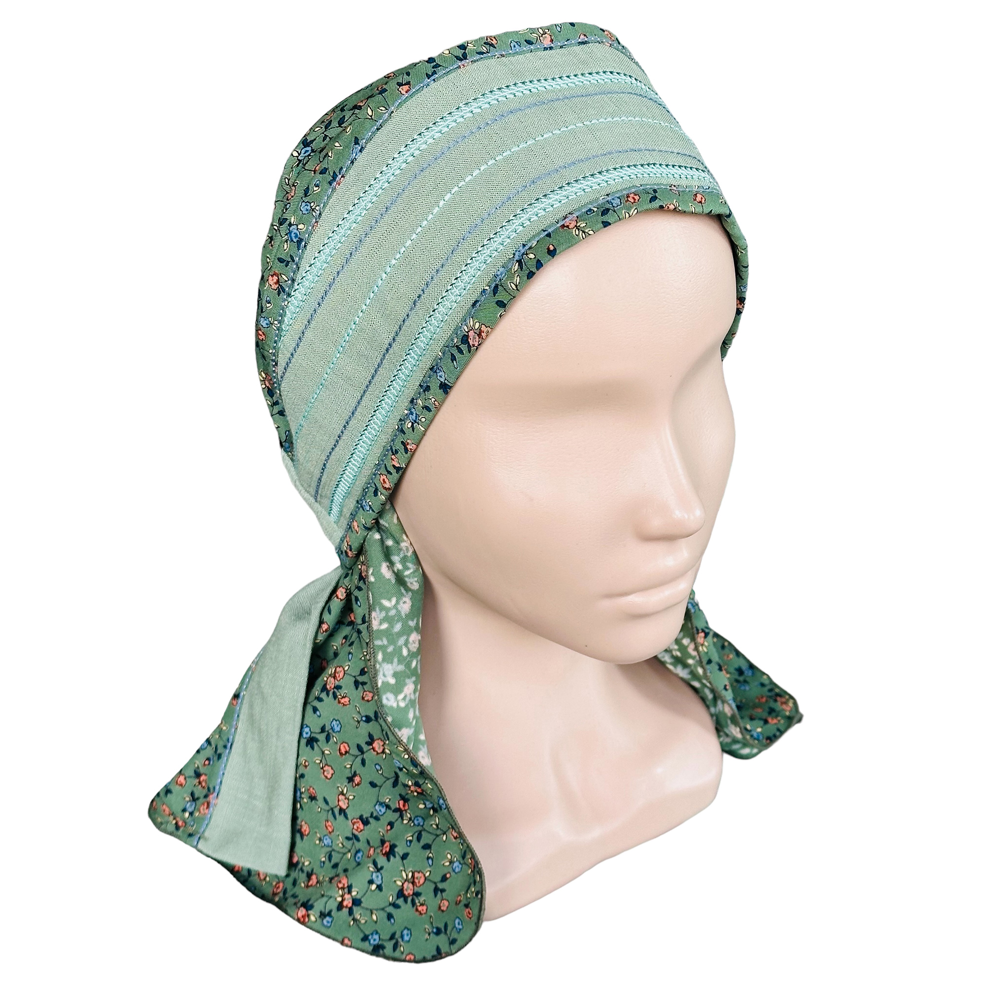 ГУ0055 Повойник (сорока) в русском стиле (тёмно-зелёный)