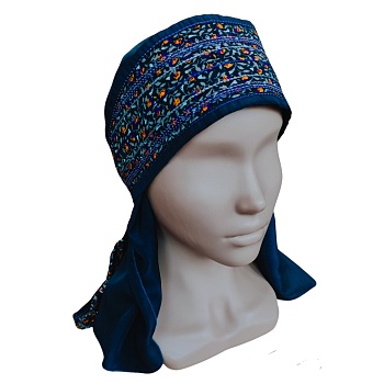 ГУ0068 Повойник (сорока) в русском стиле (тёмно-синий)