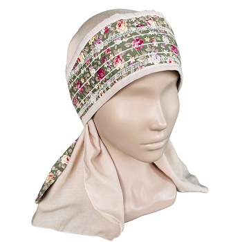 ГУ0052 Повойник (сорока) в русском стиле (бежевый)