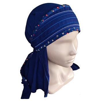 ГУ0046 Повойник (сорока) в русском стиле (тёмно-синий)