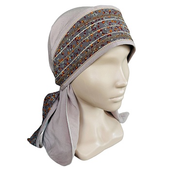 ГУ0006 Повойник (сорока) в русском стиле (серый)