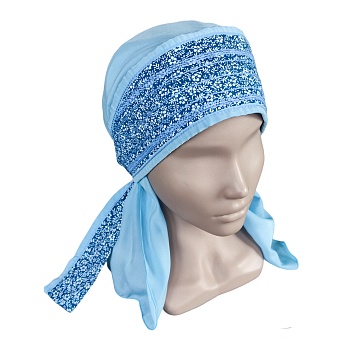 ГУ0036 Повойник (сорока) в русском стиле (голубой)