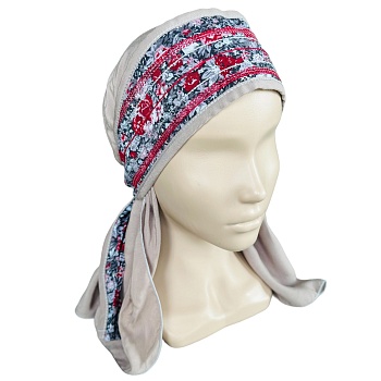 ГУ0011 Повойник (сорока) в русском стиле (серый)